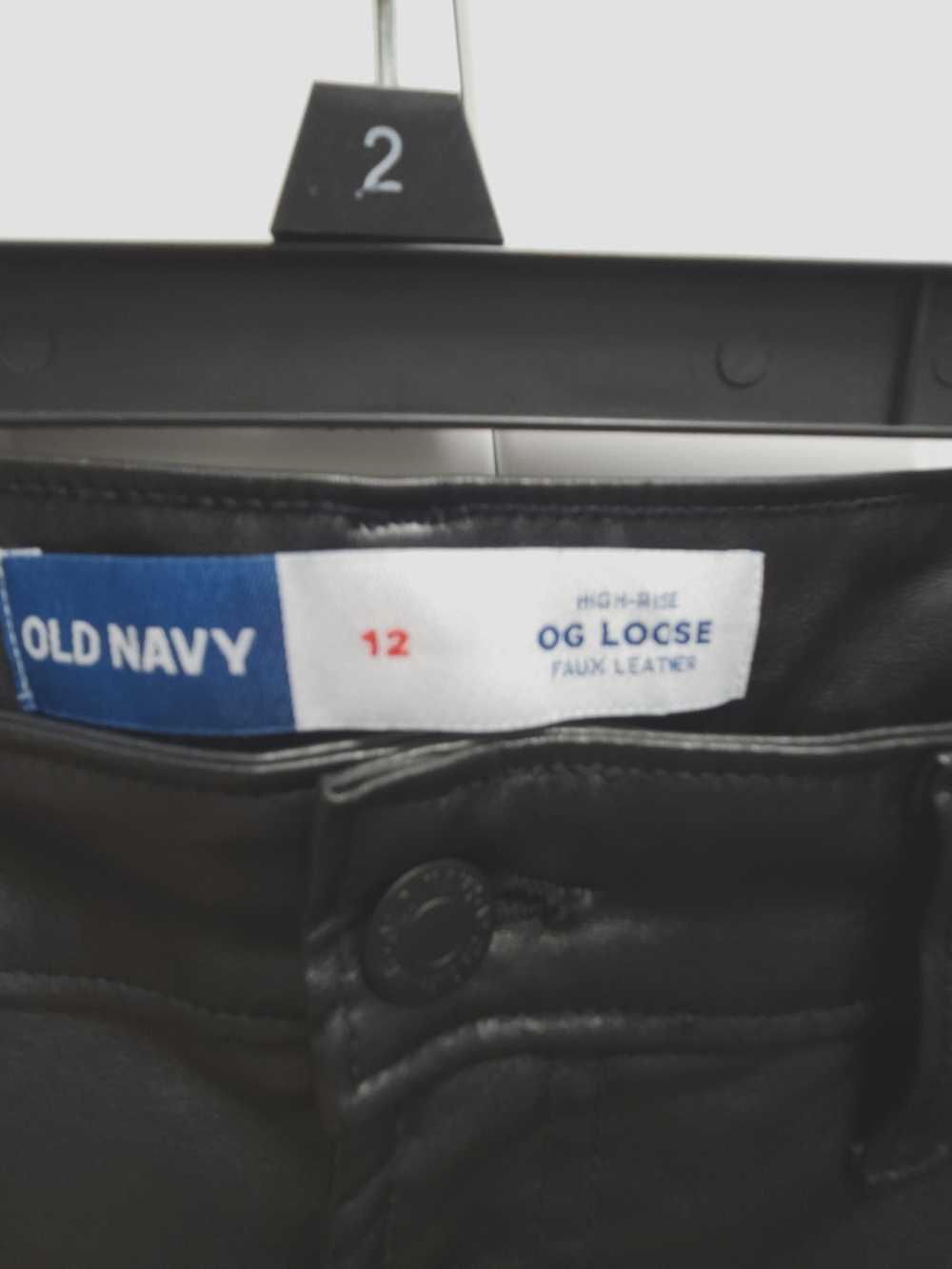 Old Navy Faux Leather Pants OG Loose High Rise Black Wide Leg Size 12 - Picture 5 of 11